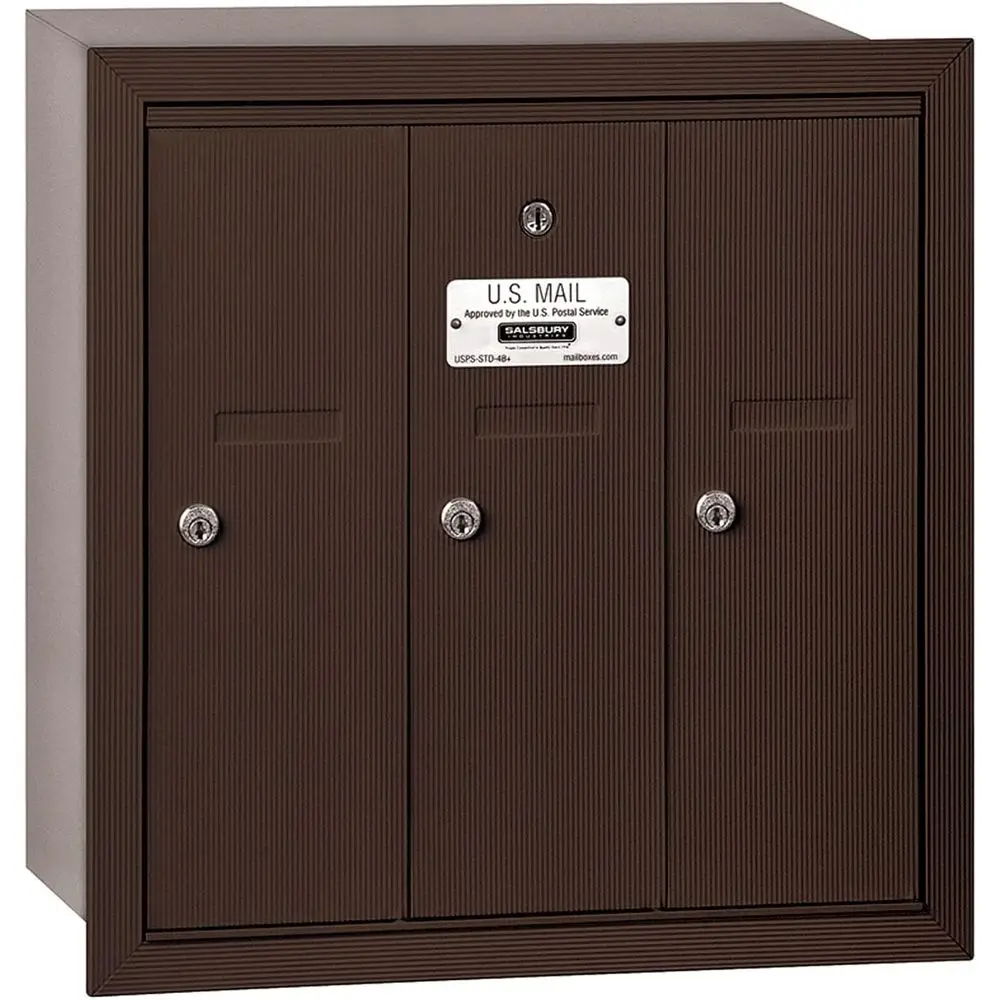 

3503ZRP Reced Mounted Veal Mailbox with Master Commercial Lock, Private Accand 3 Do, Bronze