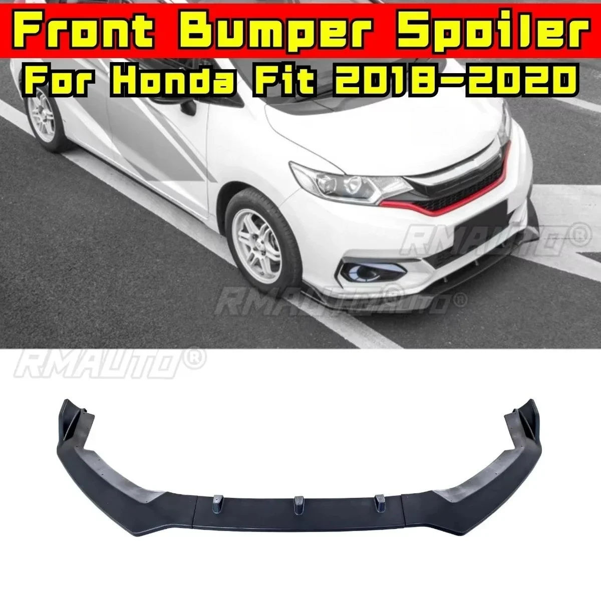 

Передний бампер автомобиля, диффузор, спойлер, глянцевая черная модификация, деталь для Honda Fit 2018-2020, защита бампера, автомобильные аксессуары