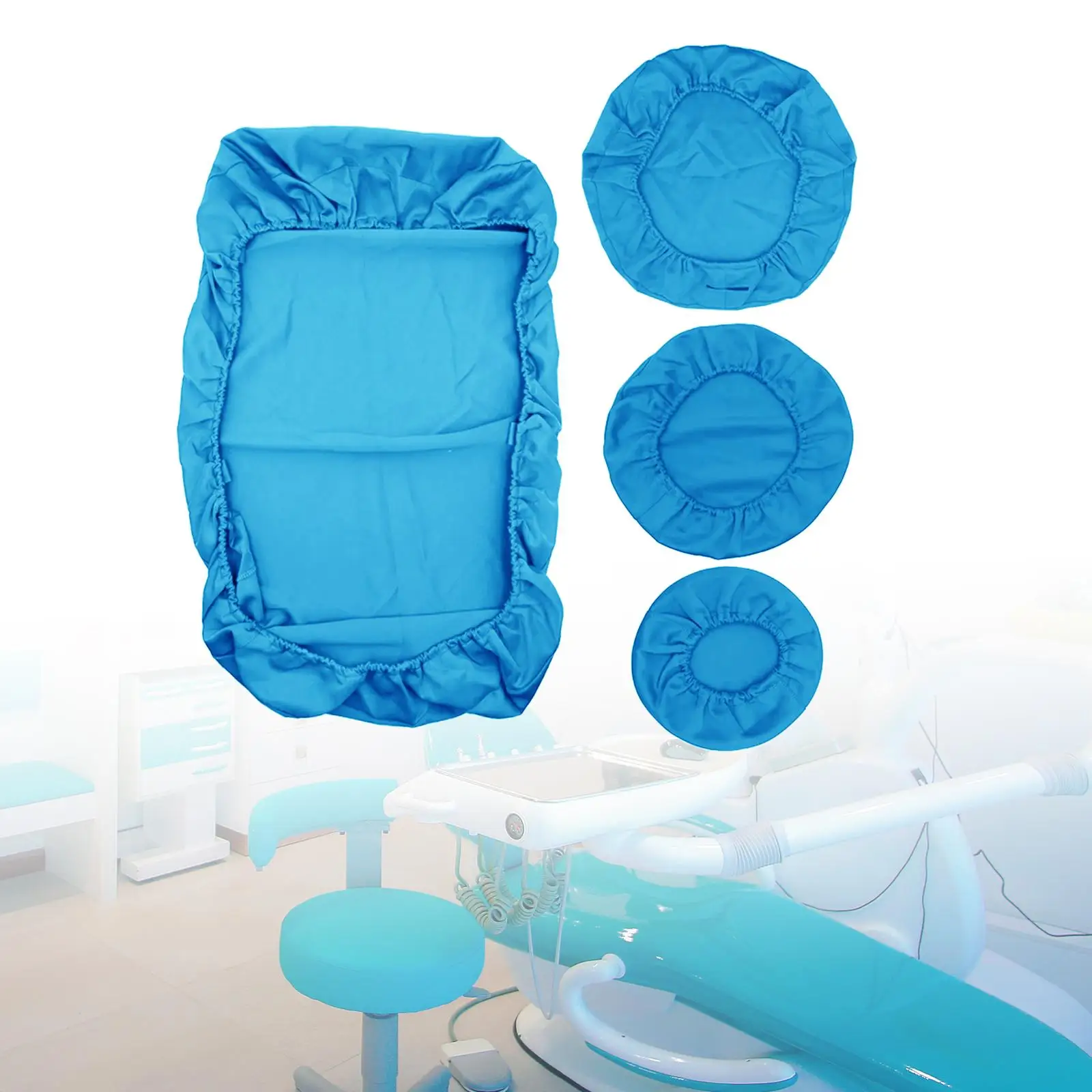 Stretch PU Leather Dental Chair Cover for Headrest Backrest Cushion and Round Stool Protector Waterproof Durable Dentist