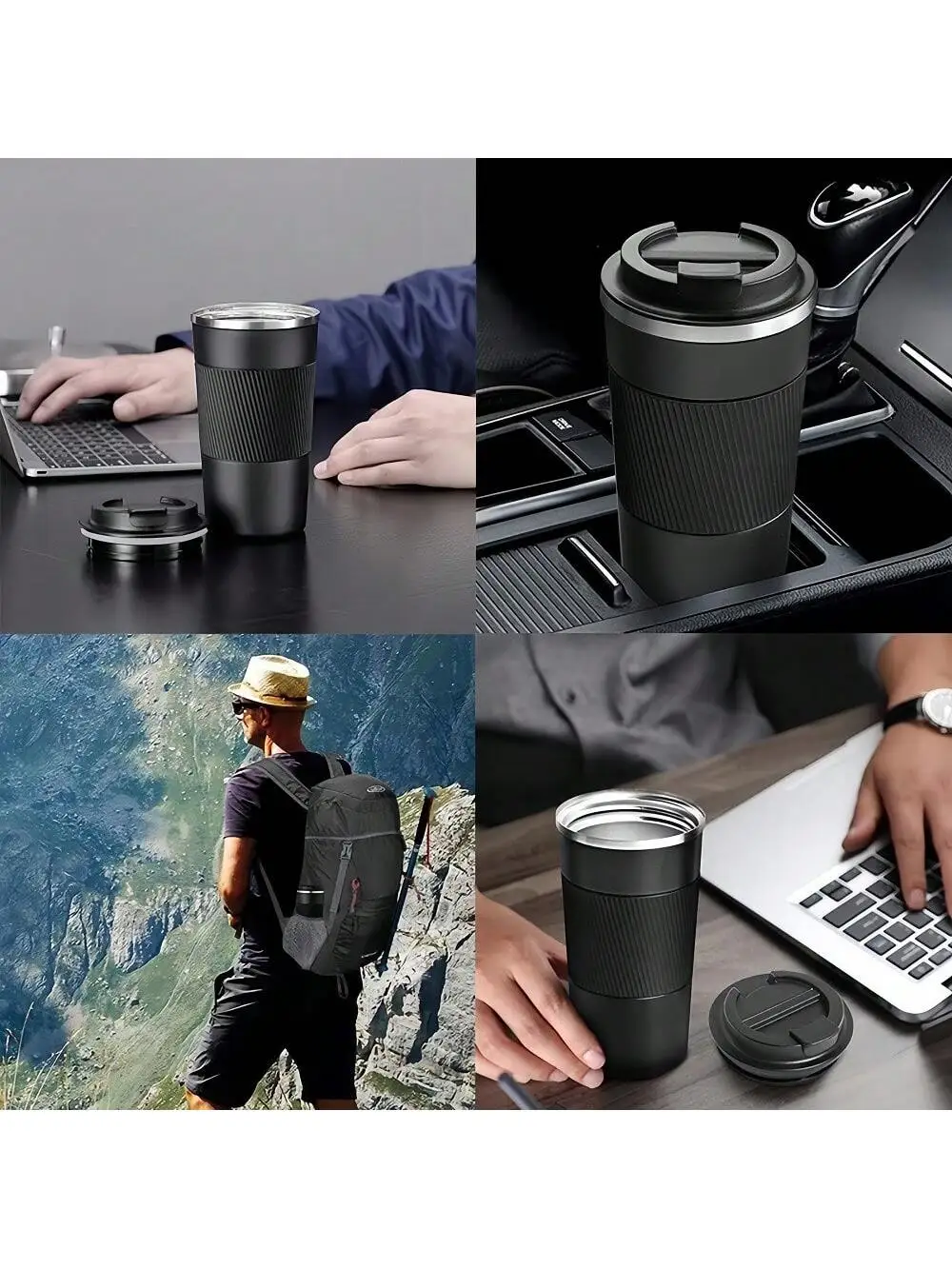 Stainless Steel Coffee Cup Double Layer Vacuum Insulation Cup Office Mug Outdoor Portable Car Water Cups Fashion Mug image 3