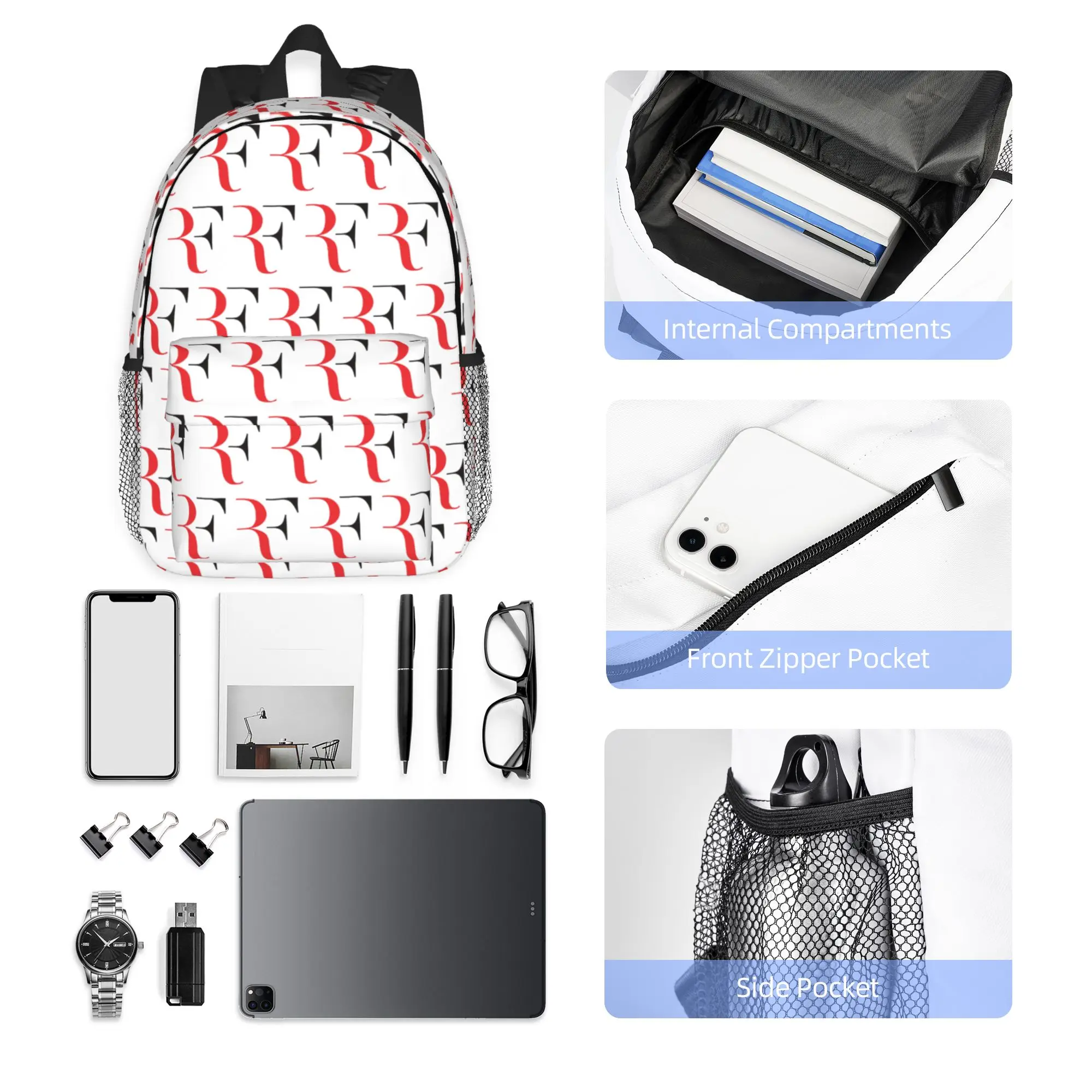 Roger Federer Backpack Hot Sale Daypack Large Capacity Boys Girls BookBag Shoulder Bags for Men Women School Bag