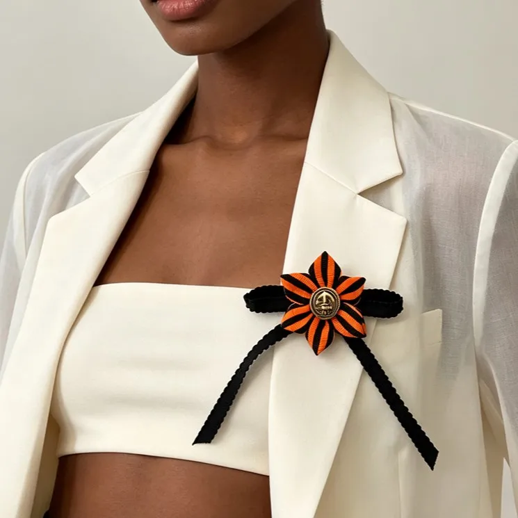 Cross border clothing backpack decoration, bow tie ribbon flower brooch, fashionable tie accessory chest flower