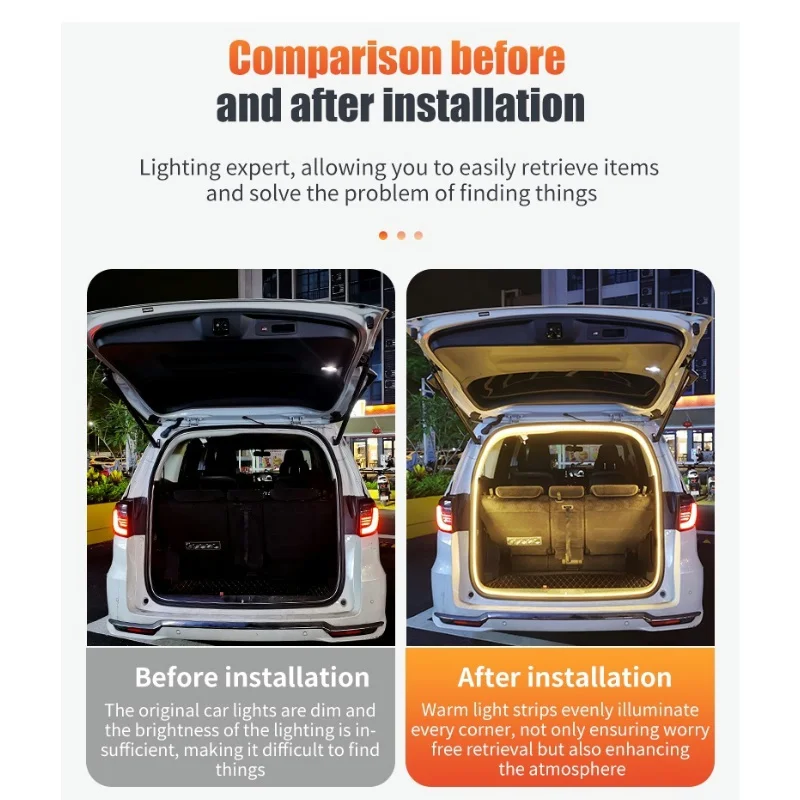 12V Dynamic Flowing Car Trunk LED Strip High-Brightness Wiring Automatic Sensing Tailgate Light Strip Tool-Free Installation