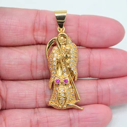 High Quality Gold Color Clear Cubic Zirconia Grim Reaper Pendant Jewelry