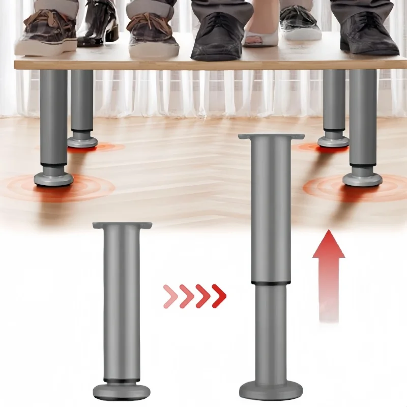 4pcs silver universal telescopic table legs wear-resistant foot pads eliminate uneven ground, used for sofas, bed frames, tables