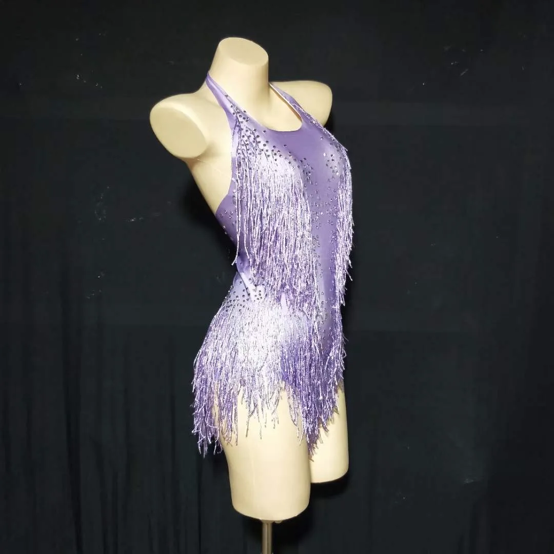 Strass brillanti multicolori Halter Backless nappa body Sexy per le donne Bar DJ abbigliamento Prom Pole Dance Stage Costume