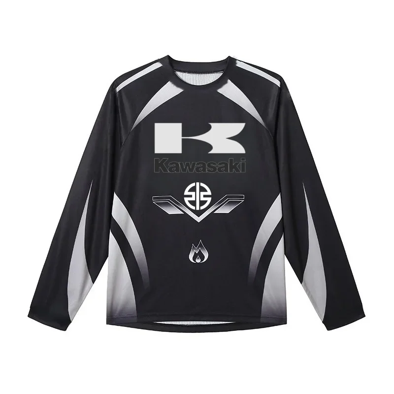 

Kawasaki Off-road Dirt-resistant 3D Printed Long-sleeved T-shirt for Cycling, Fast and Breathable for Off-road Motorcycle Riding