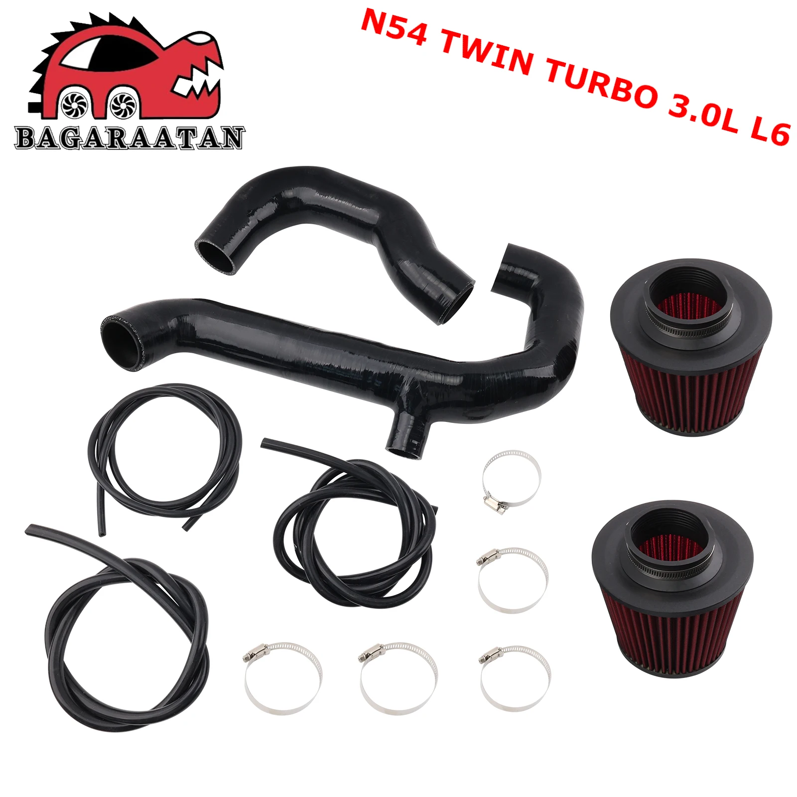 Performance N54 Engine Cold Air Intake Kit w/ High Flow Dry Filter & Inlet Pipe For BMW 135i 335i 535i E90 E92 E93 07-10 LHD Car