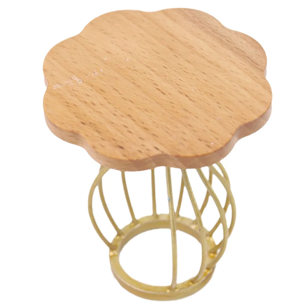 Mini End Table for Mini House Decoration Wooden Alloy Miniature Side Table Realistic Living Room Bedroom Decor Tiny House