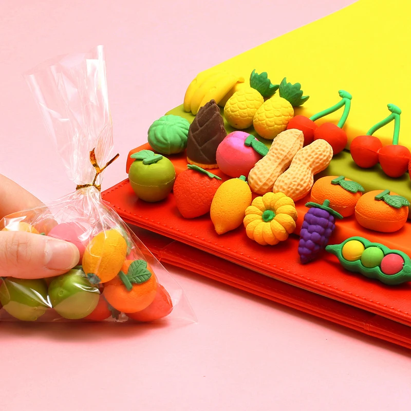 10 buah karet penghapus buah lucu kartun alat tulis baru kreatif kartun Kawaii Mini karet perlengkapan sekolah hadiah anak-anak