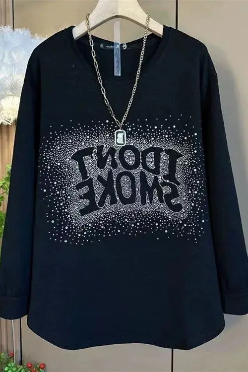 

Американская модная рубашка с круглым вырезом Hot Diamond, весенне-осенняя футболка для женщин