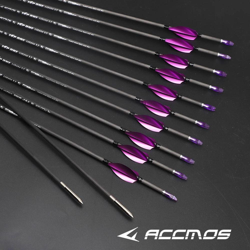 

12pc ID3.2mm +-0.003 pure carbon arrows 350 400 500 550 600 700 750 800 850 900 1000spine 31inch recurve compound bow arrows