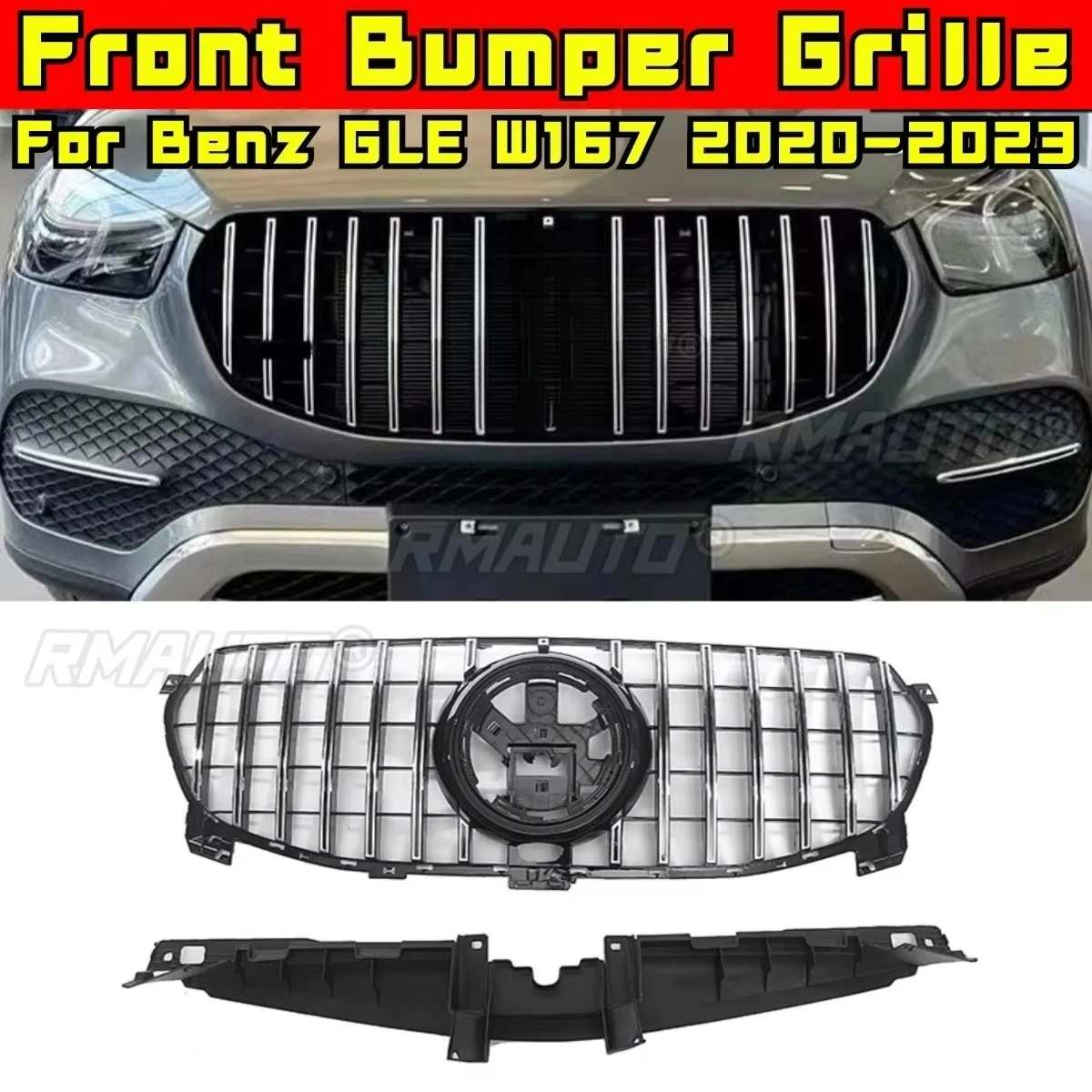 

Car Bumper Grill Decorative Strips Racing Grille Body Kit Front Bumper Grill For Mercedes Benz GLE W167 2020-2023 Exterior Part