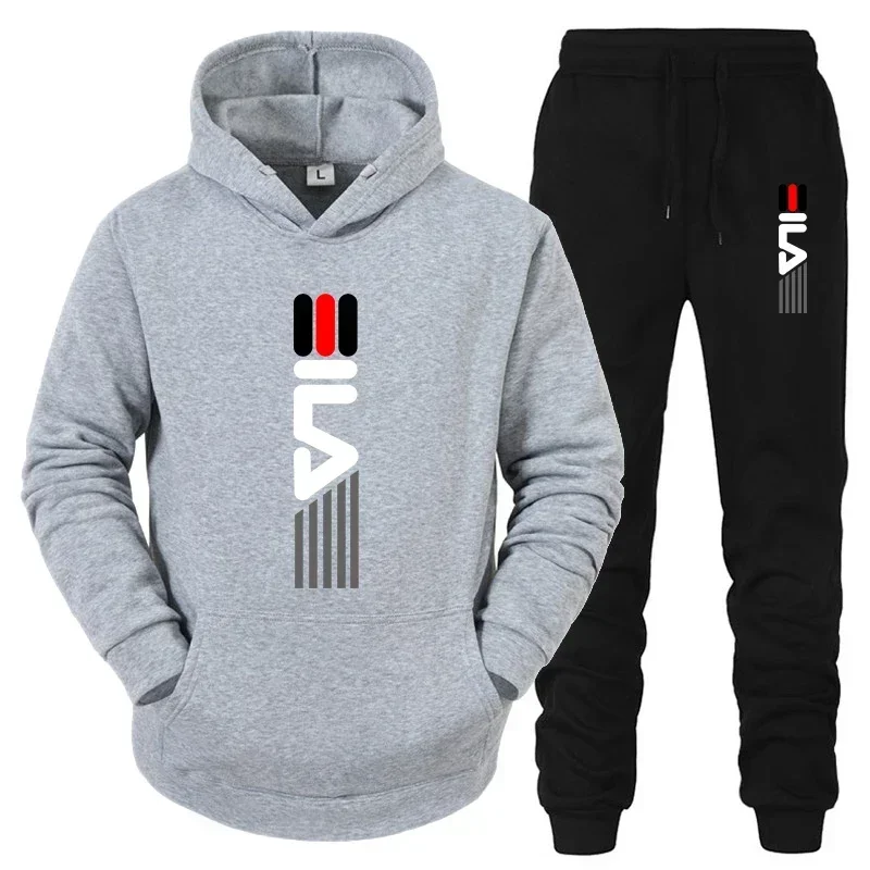 Men's Tracksuit Hooded Sweatshirt+Sweatpants 2 Pcs Sets Sports Suit Casual Jogger Sportswear 2 Piece Male Fleece Streetwear Sets view 6
