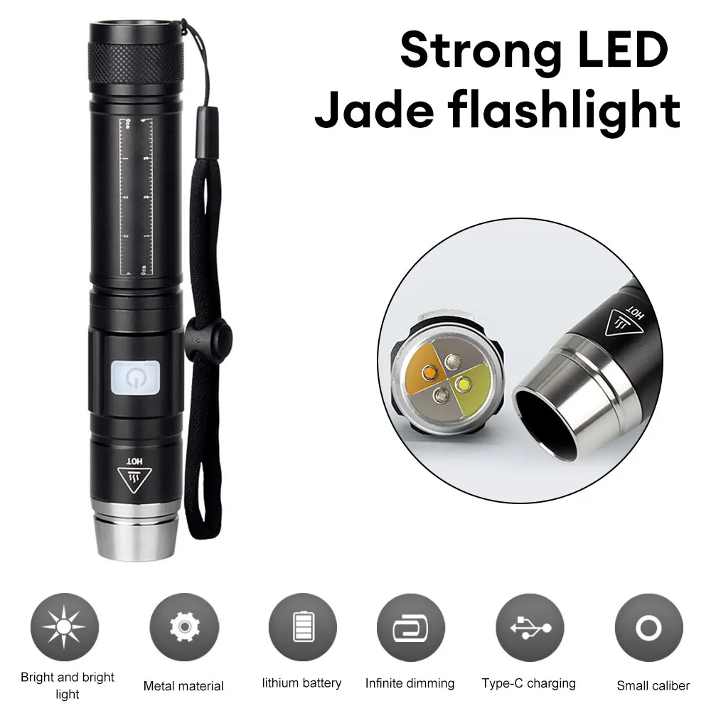 Portable white/yellow LED Flashlight UV light 395nm blacklight LED pen torch for Gem Amber Jade Money Identification