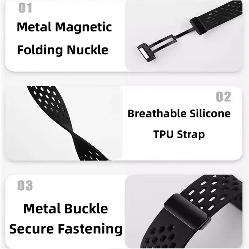 Magnetisches Sport-Silikonband mit D-Schnalle für Samsung Galaxy Fit 3 Fit3 SM-R390, Ersatzarmband, Armband, Zubehör – Detail 4