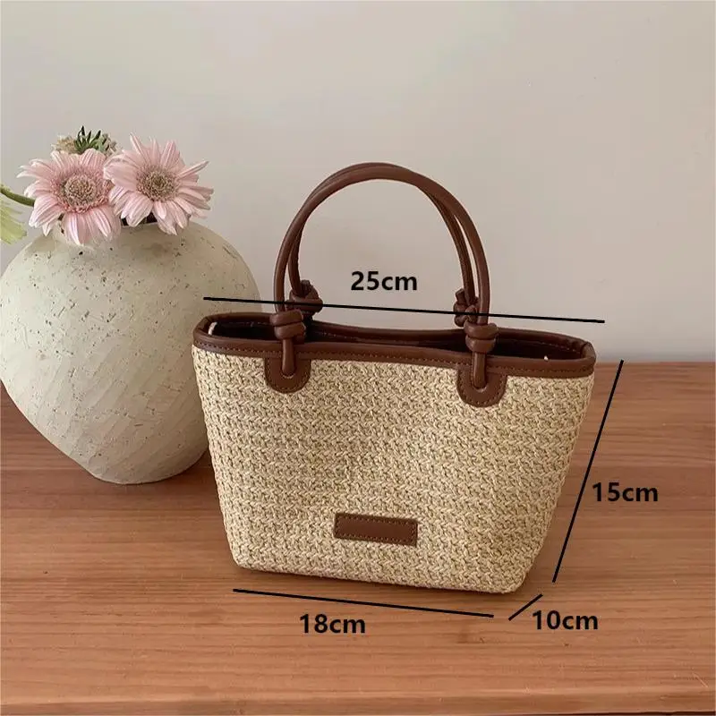 New Straw Woven Crossbody Bags For Women 2024 Summer Rattan Vacation Bucket Shoulder Bags Summer Seaside Beach Handheld Handbags