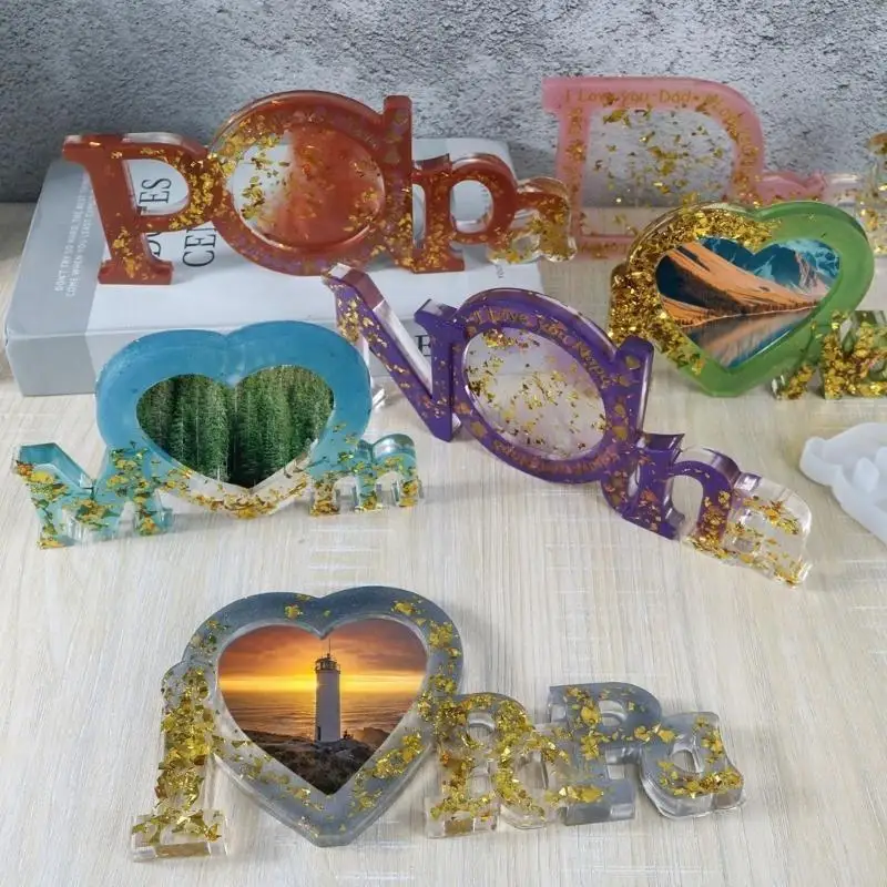 A52E Foto Rahmen Epoxy Harz Form Liebe Familie Foto Rahmen Silikon Form Desktop Ornamente Display-ständer DIY Handwerk – Detail 8