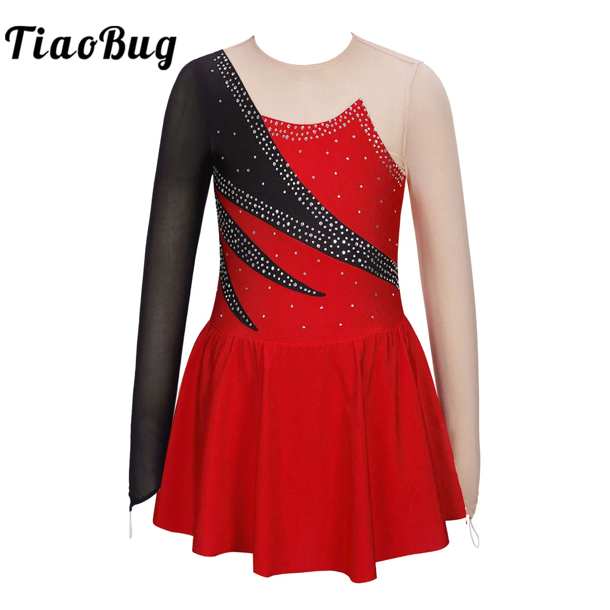 Kids Girls Rhinestone Figure Skating Dress Ballet Gymnastics Leotard Dancewear Ballroom Competition Costume