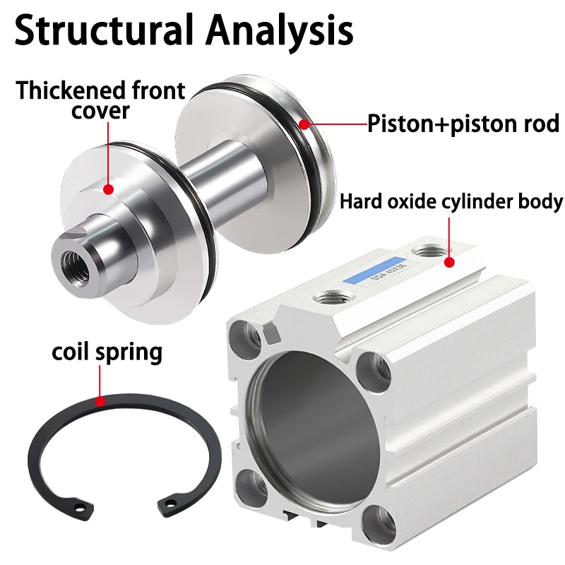 AIRTAC Type air pneumatic cylinder SDA25x50 double acting compact cylinder SDA25 Bore 25 mm stroke 5-100mm female /male thread