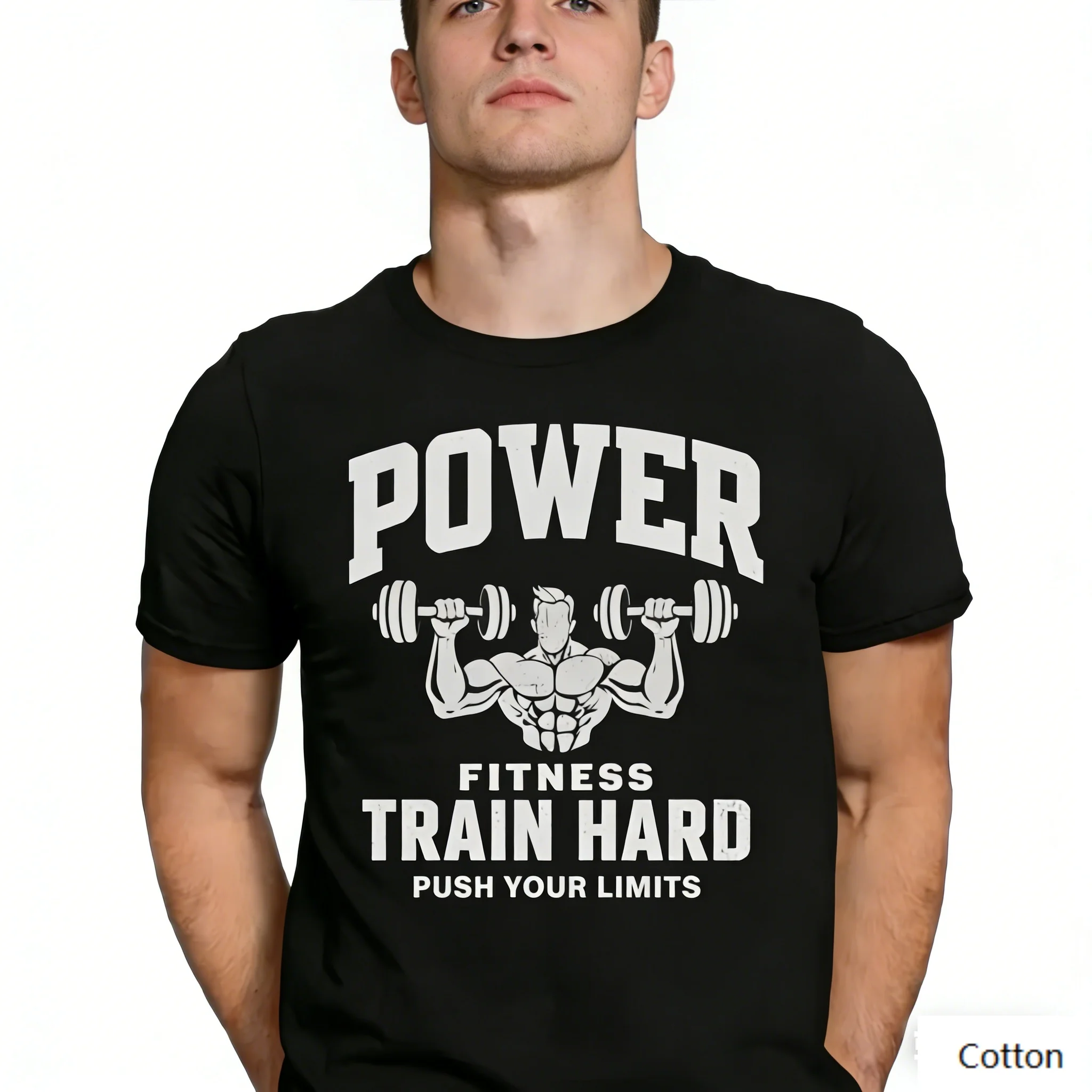 American Hardcore Functional Fitness Style Unisex Cotton T-Shirt with Motivational SWING HARD Kettlebell Print