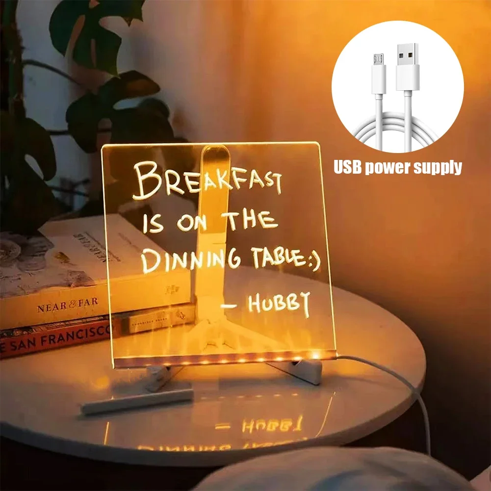 Light Up Dry Erase Board LED Letter Message Board With 7 Colorful Pens Acrylic Drawing Board with Light for Office School Home