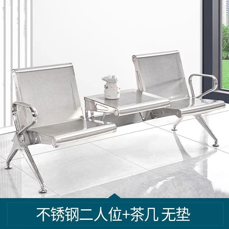 كرسي مطار من الفولاذ المقاوم للصدأ لثلاثة أشخاص مع صف من المقاعد العامة كرسي انتظار المستشفى #4