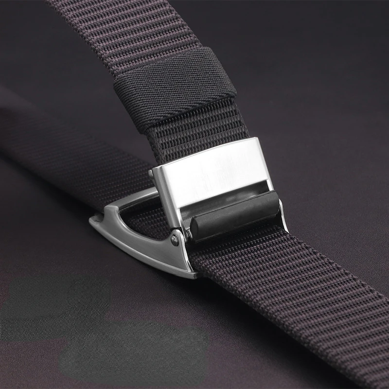 New toothless sliding buckle belt men's nylon coffee leather fashion automatic buckle belt youth no card slot personalized belt