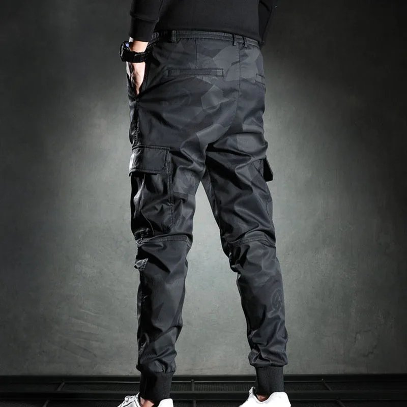 

2025 Men's slim fit camouflage work pants elastic and wear-resistant work pants fashionable and casual leggings