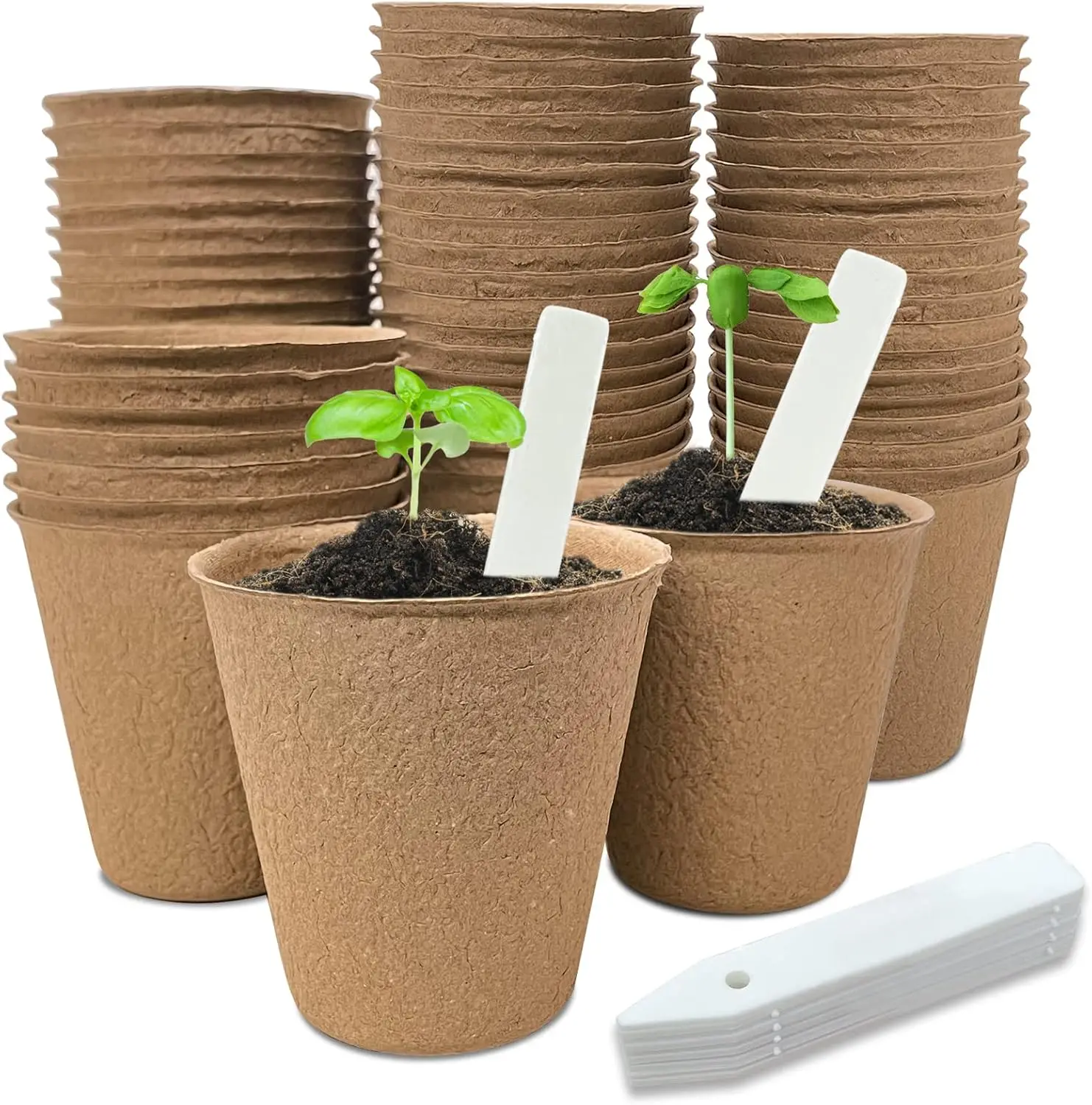 

40 Pcs 3.15" Biodegradable Peat Pots - Eco-Friendly Seed Starter Kit with 10 Labels for Seedlings & Herbs