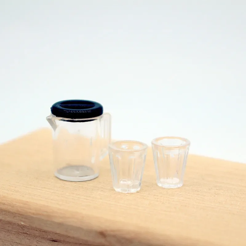 Dollhouse Water Bottle Mug Set Mini Cup Transparent Hand DIY Scene Model Miniature Home Decor Doll Accessories Toys
