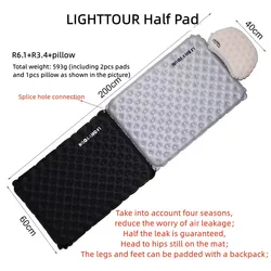 Built-in TPU half pad,Outdoor single person ultra light and convenient thickened sleeping pad,moisture-proof pad