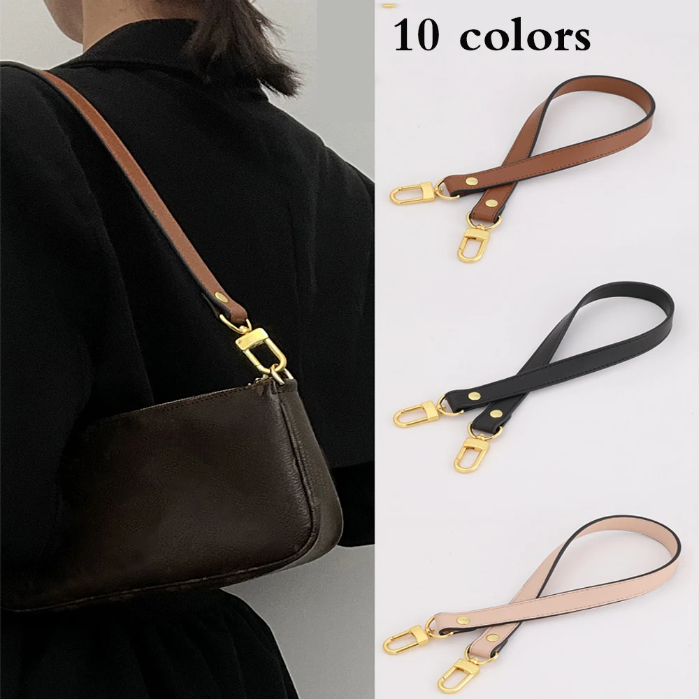 55-99CM Genuine Leather Bag Strap With Silver Gold Black Hardware Shoulder Strap Handbag Strap Customized Handbag Accessories