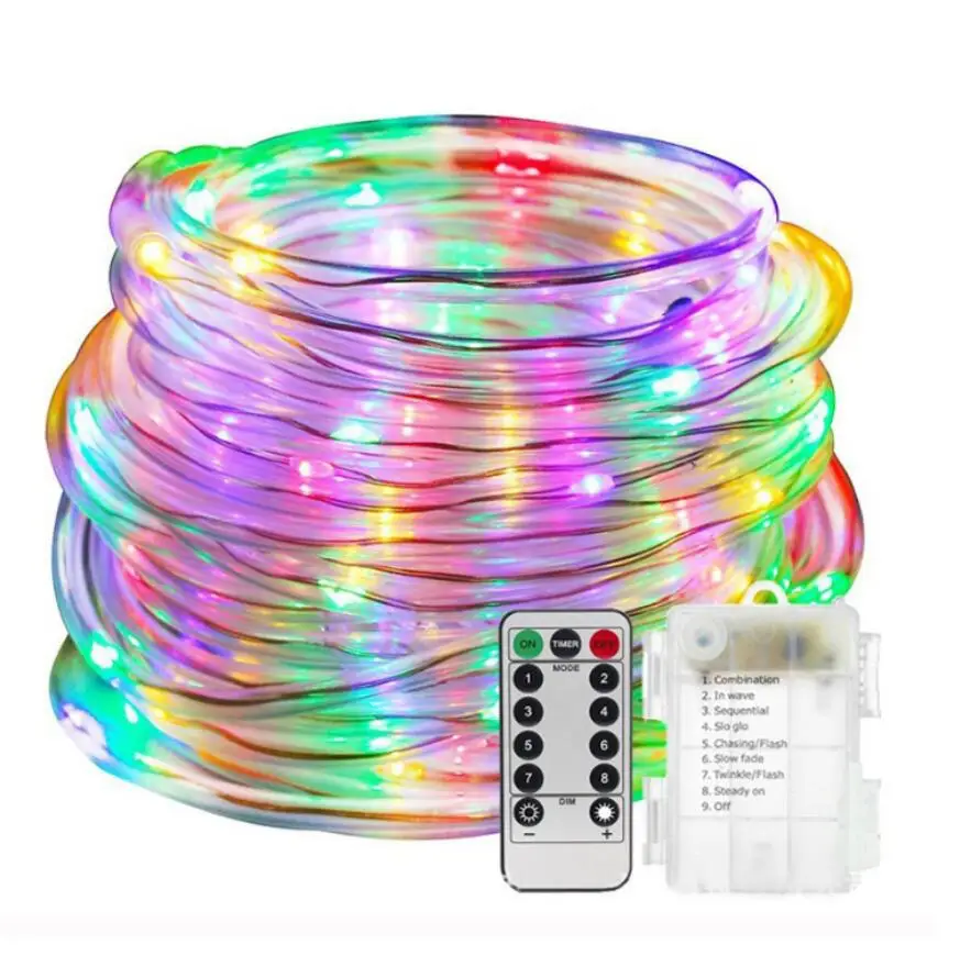 LED Rope Tube String Lights Outdoor Christmas Rope Light Copper Wire Fairy Light Garland for DIY Garden Fence  Party Decor