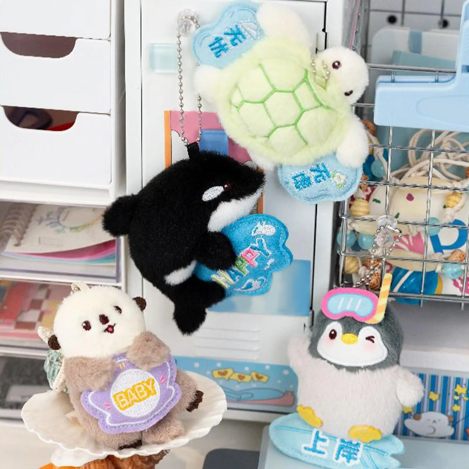 Colgante magnético de animal de peluche, lindo llavero para bolso, mochila escolar, monedero, decoración de refrigerador, regalos de Navidad para niños y adultos