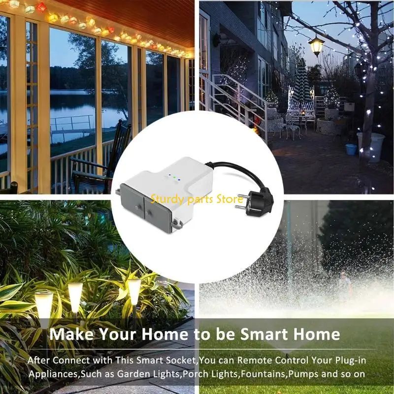 

97QC Двойная водонепроницаемая розетка WIFI Умные уличные розетки с голосовым дистанционным управлением