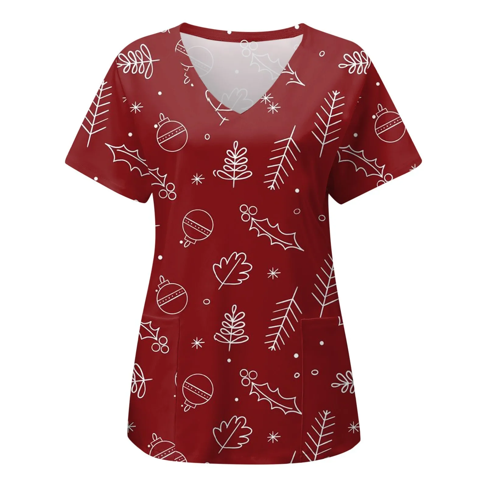 

Christmas Snowman Nurse Uniforms Women Carer Tops Short Sleeve Pet Groom Scrub Uniform Clinic Uniforme De Enfermera Para Mujer