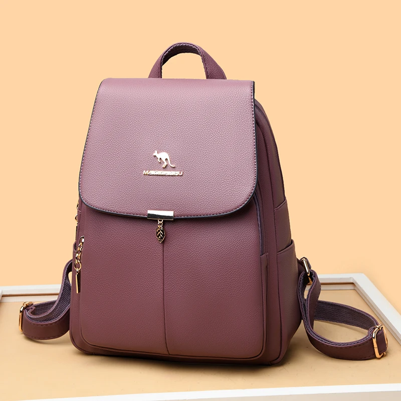 Sac a Dos Casual Travel Ladies Bagpack Mochilas School Bags 4 Color Women Soft Leather Backpacks Vintage Female Shoulder Bags