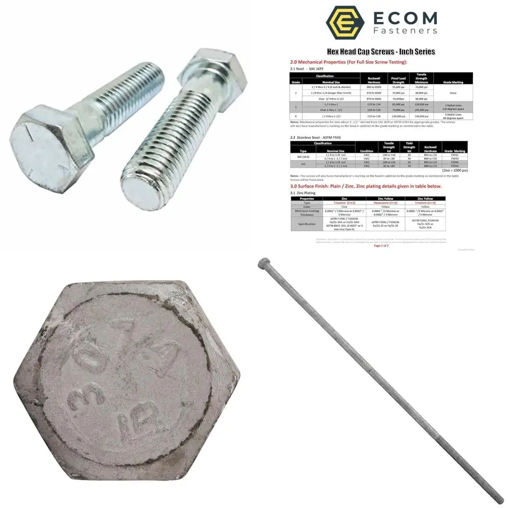 

Оцинкованные винты с шестигранной головкой класса 5, 5/16-18 x 3, грубая резьба с частичной резьбой, длина резьбы 0,875, 100 шт.