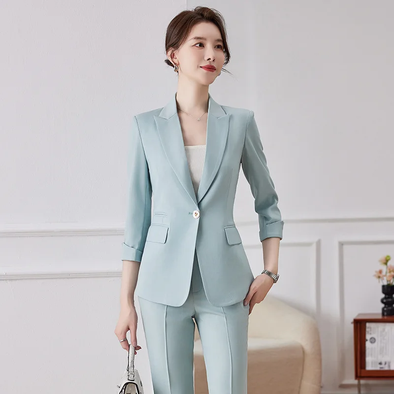 

Suit Women's Spring/Summer Temperament Office Wear High Sense Hotel Front Stage Work Wear Clothes Jewelry Gold Shop Workwear Sui