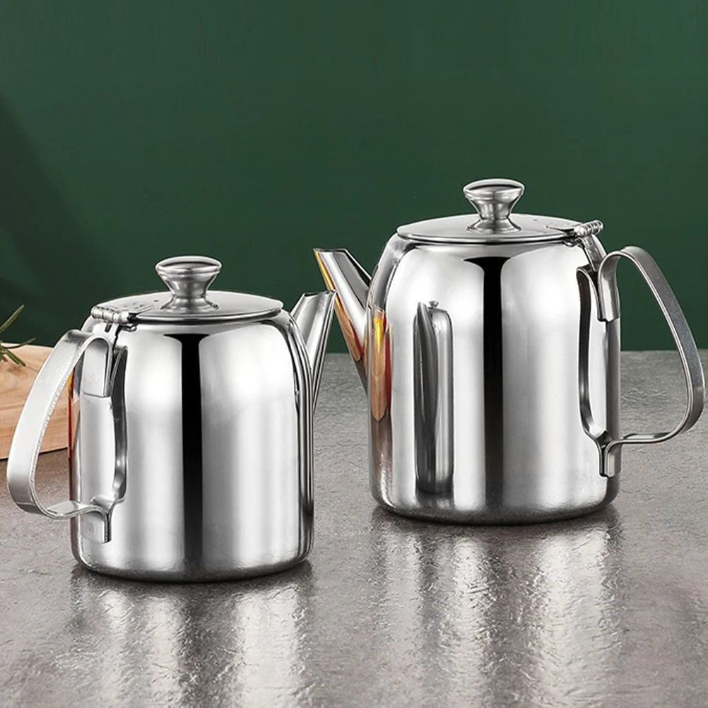 

Stainless Steel Pot Coffee Large Capacity Stovetop Teapot Desktop Decor Modern Metal Reusable Smooth Pour Leakproof Small Tea