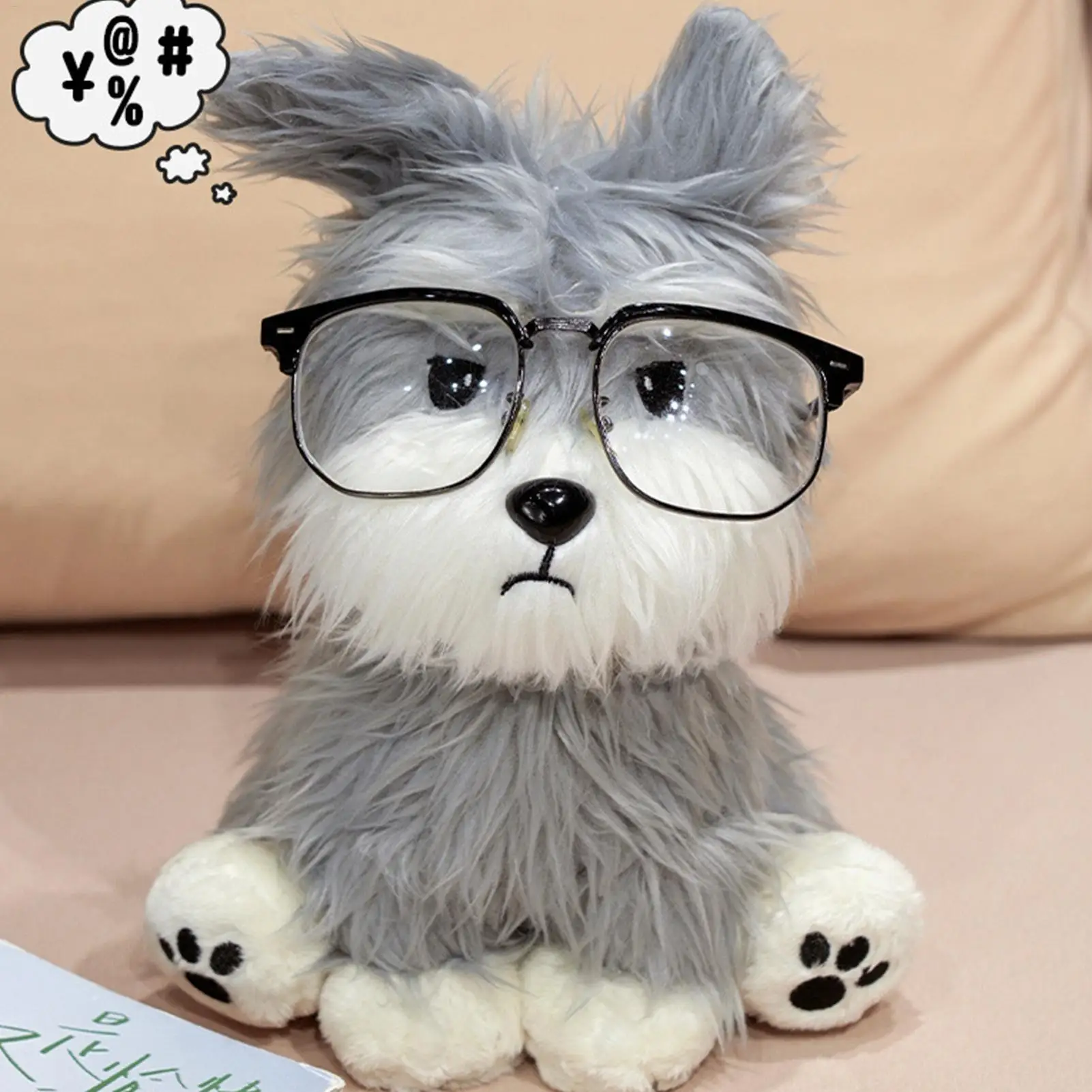 

Cute Schnauzer Dog Plush Toy Lifelike Fluffy Interactive Sleeping Companion Stuffed Animals Dog Soft Doll Kids Toy Birthday Gift