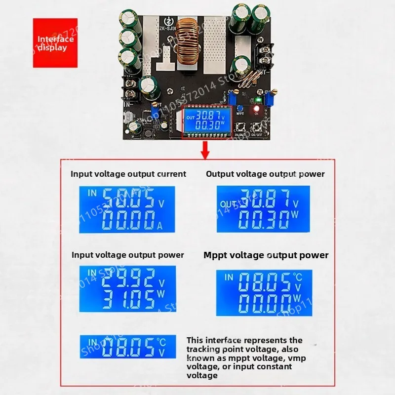 MPPT solar photovoltaic controller 12v can automatically boost step-down battery charging module main board LED driver