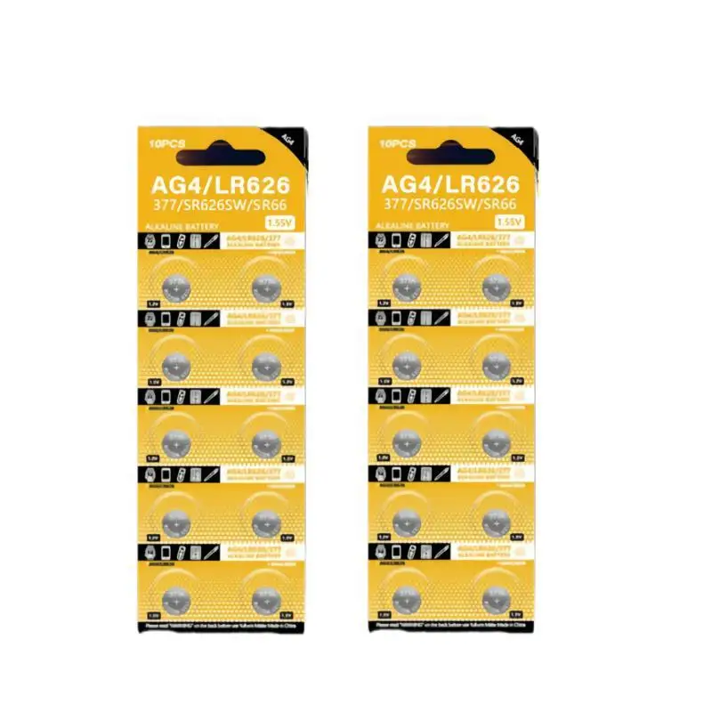 100PCS AG4 Button Battery LR626 377 SR626 177 626A 377A CX66W Alkaline Coin Cell For Toy Calculator Car Key Clock Watch 1.55V