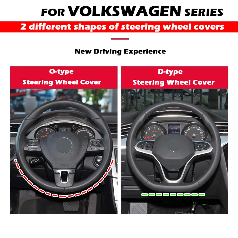 For Volkswagen VW Golf Jetta Passat Passat Polo Tiguan Touareg Car Steering Wheel Cover Anti Slip Special Interior Accessories