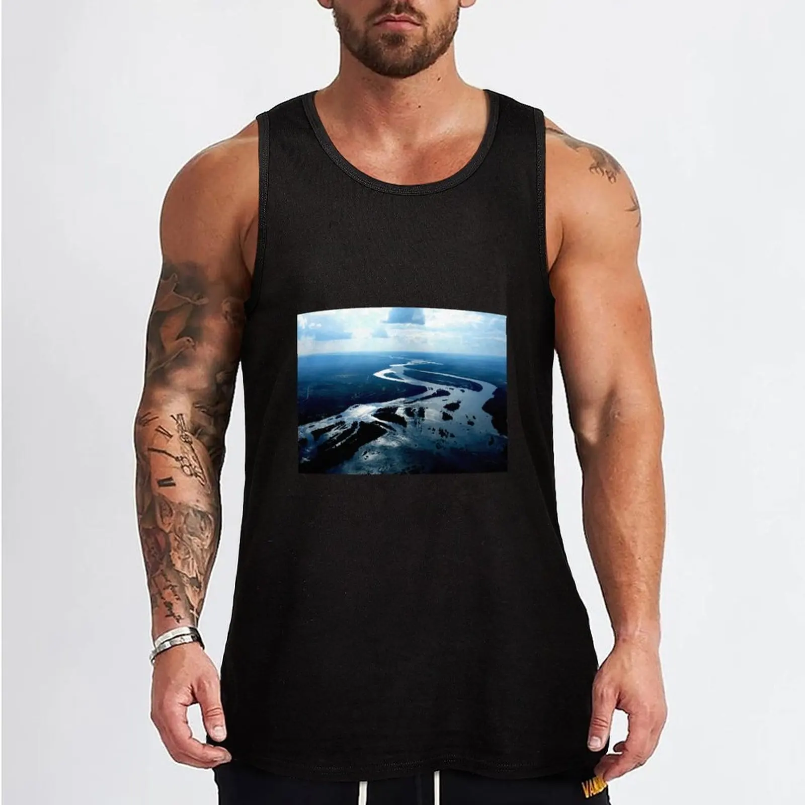 River Tank Top sleeveless shirt man Sleeveless men T-shirt men