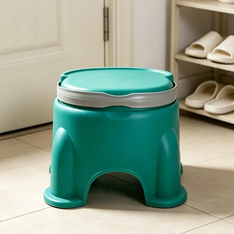 3pcs Sturdy Plastic Storage Stool With Handle For Bathroom Entryway Bedroom Extra Seating And Shoe Changing