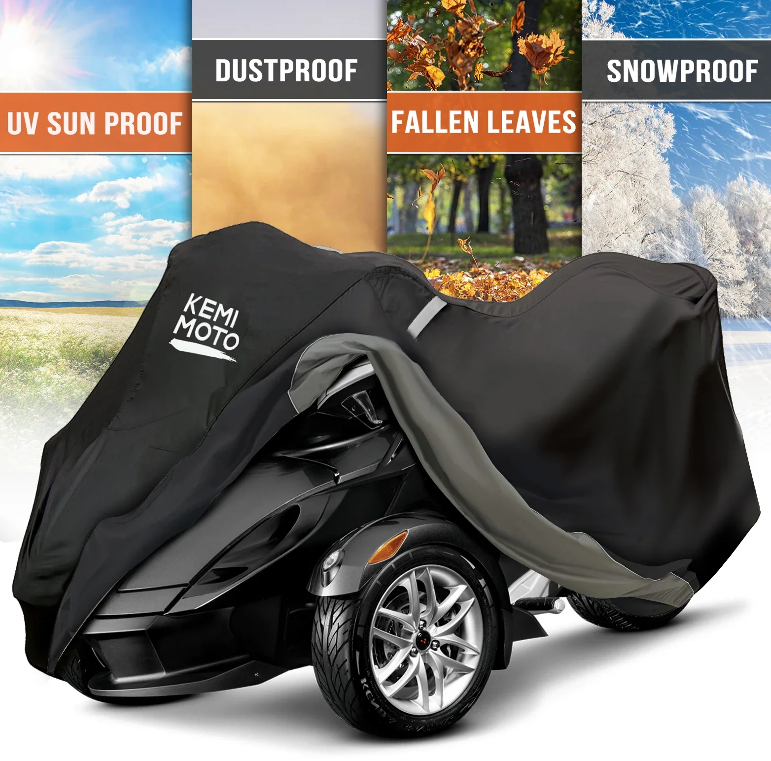 On-Road 210D Vehicle Full Cover Compatible with Can Am Spyder RS ST GS RS-S ST-S w/ Breathable Holes Waterproof UV Protect