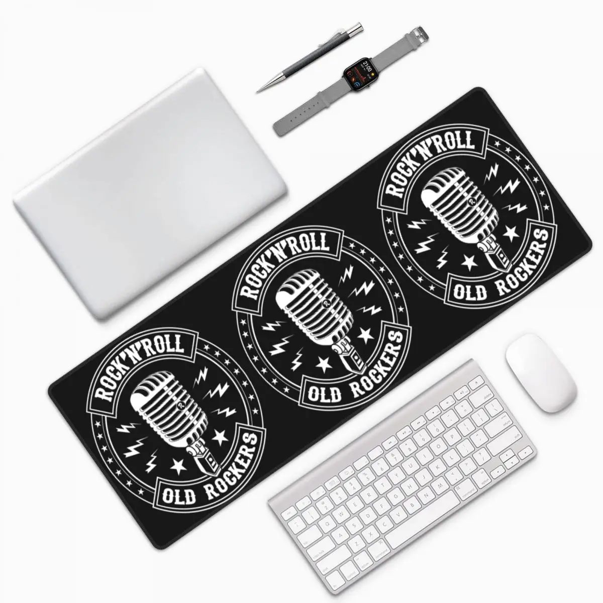 Microphone Rock And Roll Rockabilly Large Mouse Pad Computer Keyboard Mouse Mat Gamer PC Laptop Desk Mat Office Table Mats