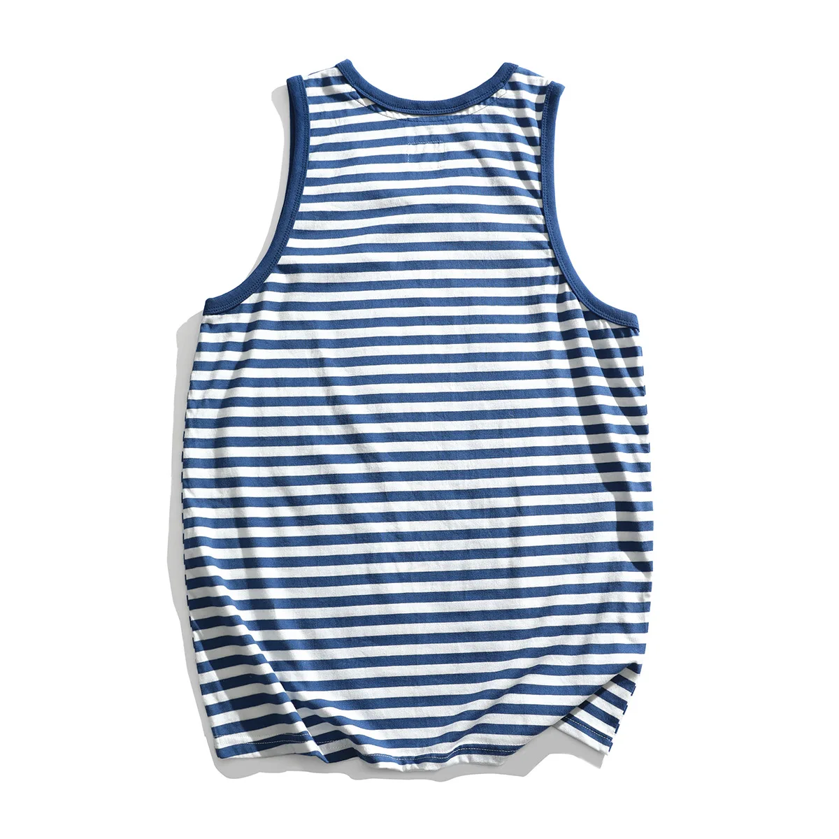 Amekaji Breton Strip Heavyweight Sleeveless T-shirt Guochao Retro Vintage 100% Cotton Summer Beach Men's Vest Tank Tops Tees